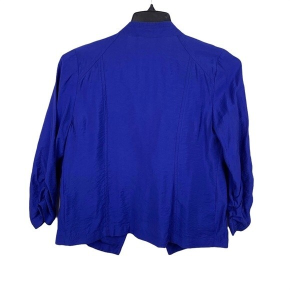 Chico’s Women's Size 0 Small Blue Open Front Jacket Nylon Ruched Lightweight - Picture 3 of 10